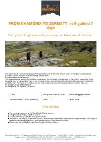 FROM CHAMONIX to ZERMATT, Self-Guided 7 Days