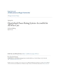 Quarterback Passer Rating System: Accessible for All Who Care Mckenna Mettling Regis University