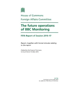 The Future Operations of BBC Monitoring