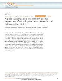 A Post-Transcriptional Mechanism Pacing Expression of Neural Genes with Precursor Cell Differentiation Status