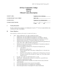 El Paso Community College Syllabus Part II Official Course Description