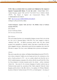 1 NOTE: This Is an Earlier Draft of an Article Later Published in the Journal of Imperial Commonwealth History. to Cite That