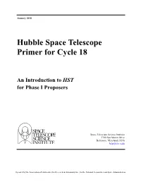 Hubble Space Telescope Primer for Cycle 18