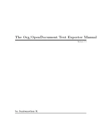 The Org/Opendocument Text Exporter Manual