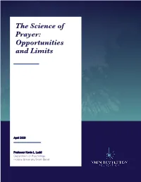The Science of Prayer: Opportunities and Limits
