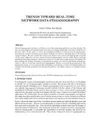 Trends Toward Real-Time Network Data Steganography