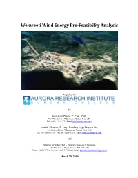 Wekweeti Wind Energy Pre‐Feasibility Analysis Summary