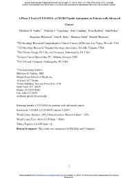 A Phase I Trial of LY2510924, a CXCR4 Peptide Antagonist, in Patients with Advanced