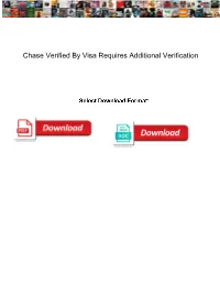 Chase Verified by Visa Requires Additional Verification