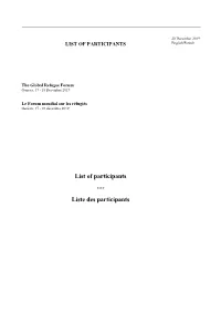 List of Participants Liste Des Participants