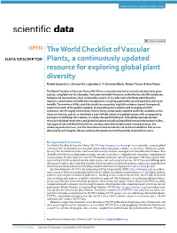 The World Checklist of Vascular Plants, a Continuously Updated