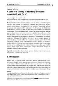 A Semiotic Theory of Memory: Between Movement and Form*