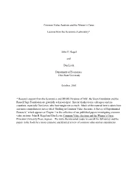 Common Value Auctions and the Winner's Curse