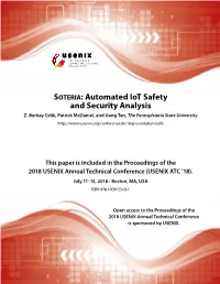 Soteria: Automated Iot Safety and Security Analysis Z