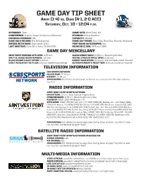 Gameday Tip Sheet.Indd