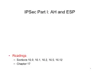 Ipsec Part I: AH and ESP
