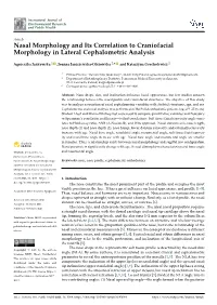 Nasal Morphology and Its Correlation to Craniofacial Morphology in Lateral Cephalometric Analysis