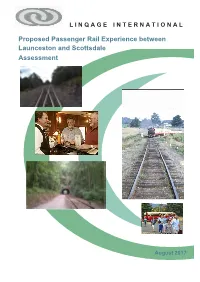 Proposed Passenger Rail Experience Between Launceston and Scottsdale Assessment