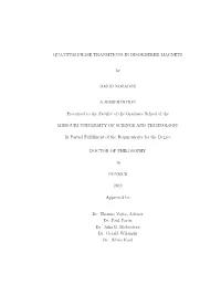 QUANTUM PHASE TRANSITIONS in DISORDERED MAGNETS by DAVID NOZADZE a DISSERTATION Presented to the Faculty of the Graduate School