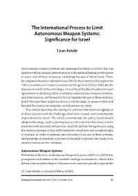 The International Process to Limit Autonomous Weapon Systems: Significance for Israel