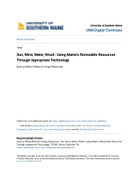 Using Maine's Renewable Resources Through Appropriate Technology