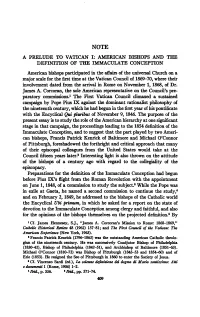 A Prelude to Vatican I: American Bishops and the Definition of The