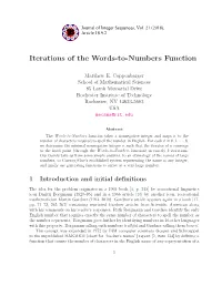 Iterations of the Words-To-Numbers Function