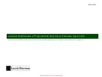 Leonis Healthcare Index 4Q 2020 Index Summary