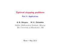 Optimal Stopping Problems
