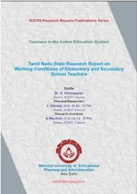 Tamil Nadu State Research Report on Working Conditions of Elementary and Secondary School Teachers