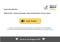 Audio Playlist Scroll to See Program