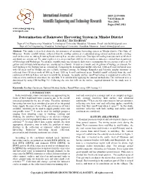 Determination of Rainwater Harvesting System in Mindat District