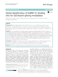 Global Identification of Hnrnp A1 Binding Sites for SSO-Based Splicing Modulation Gitte H