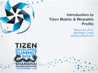 Introduction to Tizen Mobile & Wearable Profile