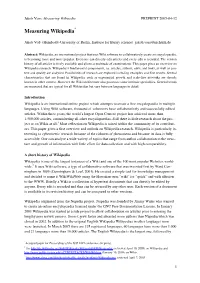 Measuring Wikipedia PREPRINT 2005-04-12
