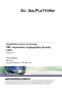 TMF: Asymmetric Cryptography Security Layer V1.0