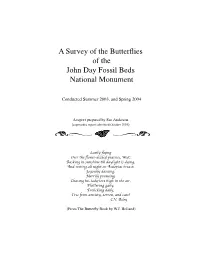 A Survey of Butterflies of the John Day Fossil Beds
