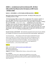 ANNEX 1 to Submission by Mr Jim Shannon MP , Mr Brian Little and Mr Paul Moore to the TSC Inquiry on SME Finance - 30 March 2018