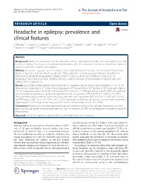Headache in Epilepsy: Prevalence and Clinical Features