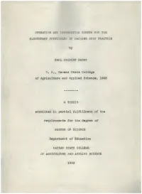 Operation and Instruction Sheets for the Elementary Principles Of