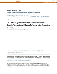 The Terminology and Occurrence of Certain Structures of Digenetic Trematodes, with Special Reference to the Hemiuroidea