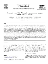 Ultra Small-Mass AMS C Sample Preparation and Analyses At