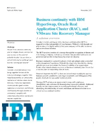 Business Continuity with IBM Hyperswap, Oracle Real Application Cluster (RAC), and Vmware Site Recovery Manager a Solution Overview