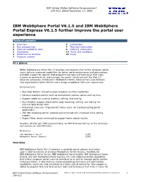 IBM Websphere Portal V6.1.5 and IBM Websphere Portal Express V6.1.5 Further Improve the Portal User Experience