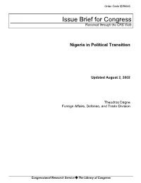 Issue Brief for Congress Received Through the CRS Web