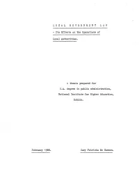Its Effects on the Operations of Local Authorities. a Thebis Prepared for MA Degree in P