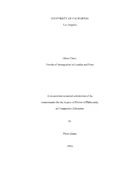 Novels of Immigration in London and Paris a Dissertation in Partial Satisfac