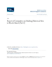 Report of Committee on Marking Historical Sites in Rhode Island (Part 2)