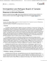 Responses to Information Requests - Immigration and Refugee Board of C