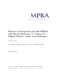 Women's Participation and MGNREGP with Special Reference to Coonoor in Nilgiris District: Issues and Challenges